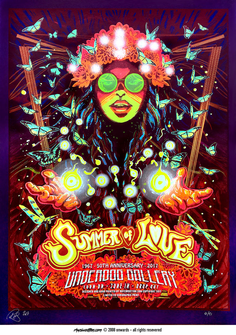 Summer-of-Love-50th-screen-printed-poster-by-rhyswootton.com-copyright-to-artist-2008-onwards